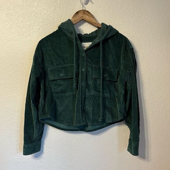 American Eagle Corduroy Crop Hoodie Small - Picture 1 of 6